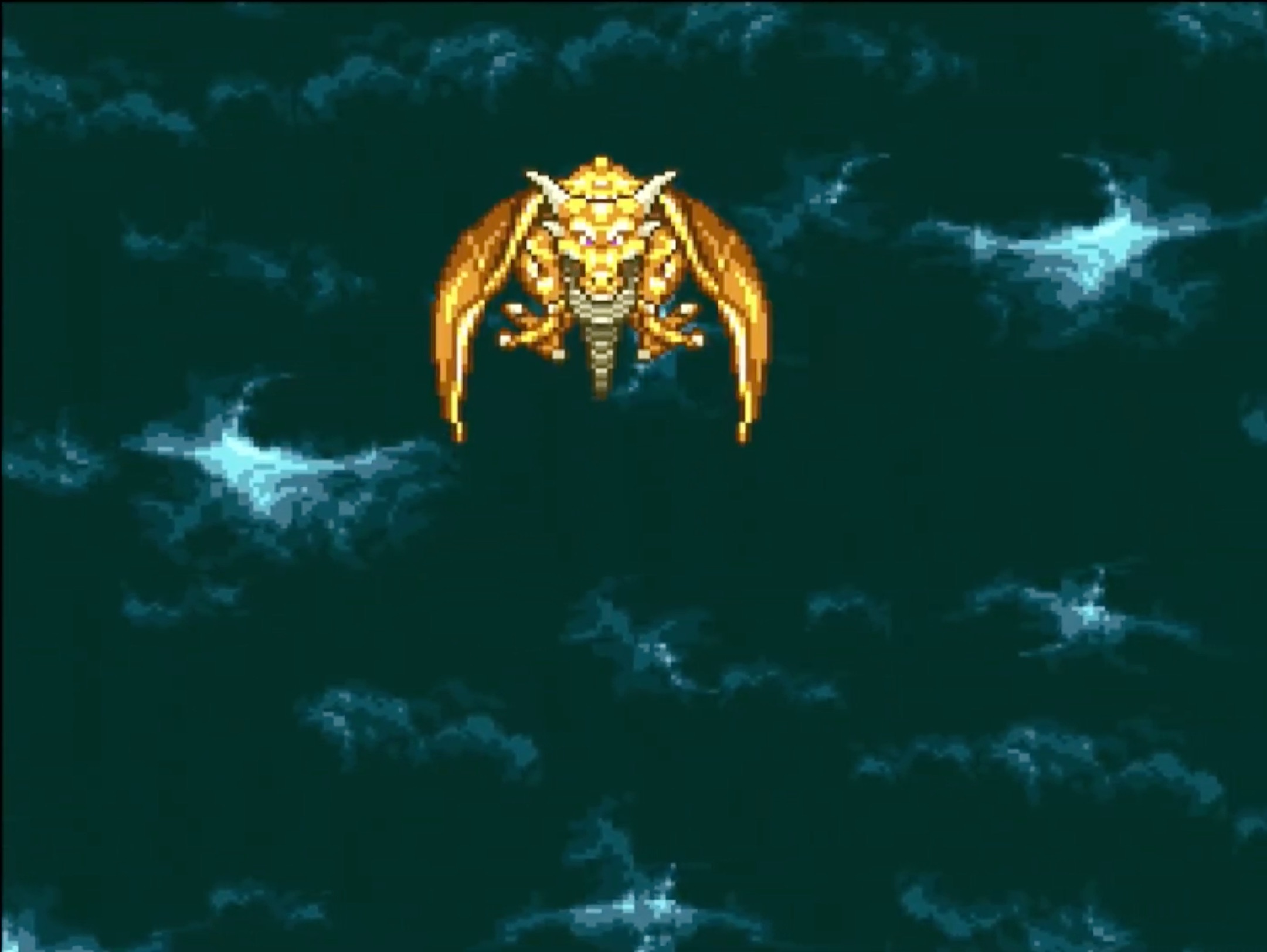 スーパーファミコン版ドラゴンクエストVI 幻の大地(ドラクエ6)のプレイ画面 ドラゴンに乗るところ